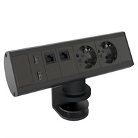 Axessline Desk - 2 socket type F, 2 USB-A port, 2 data, anodised
