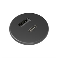 Axessline Micro - 1 USB-C & 1 USB-A charger 12W, black
