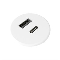 Axessline Micro - 1 USB-C &amp; 1 USB-A laddare 12W, vit